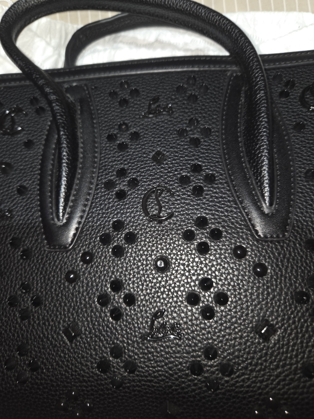 Black Laser-Cut Leather Tote Bag